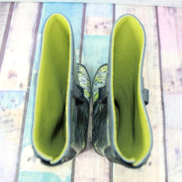 LL Bean Mariner Blue Camouflage Knee High Wellie Rain Boots Size 7 M - Picture 7 of 9